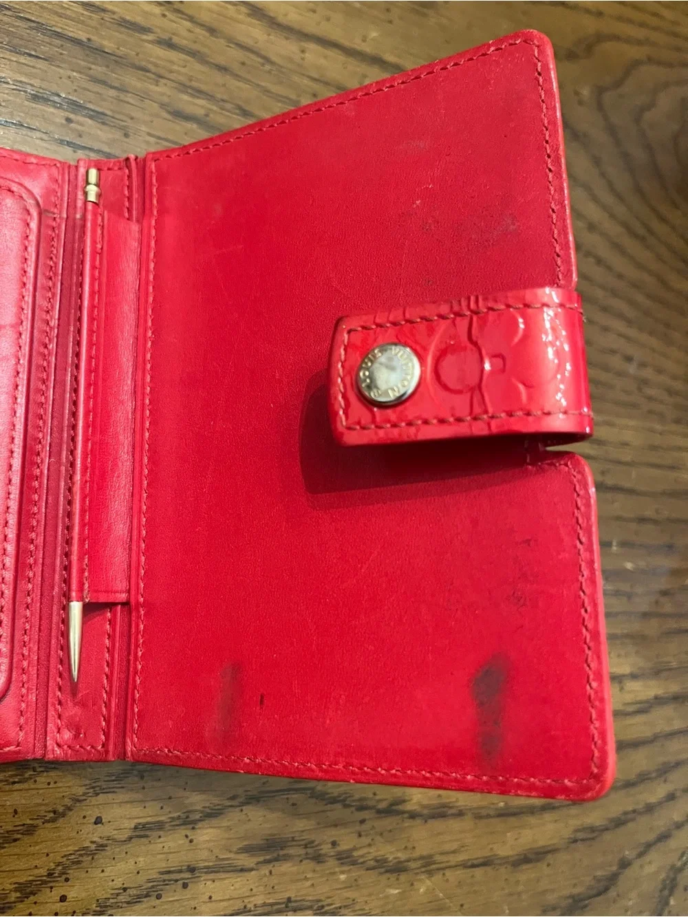Louis Vuitton Red Vintage Monogram Vernis Palm Pilot Cover